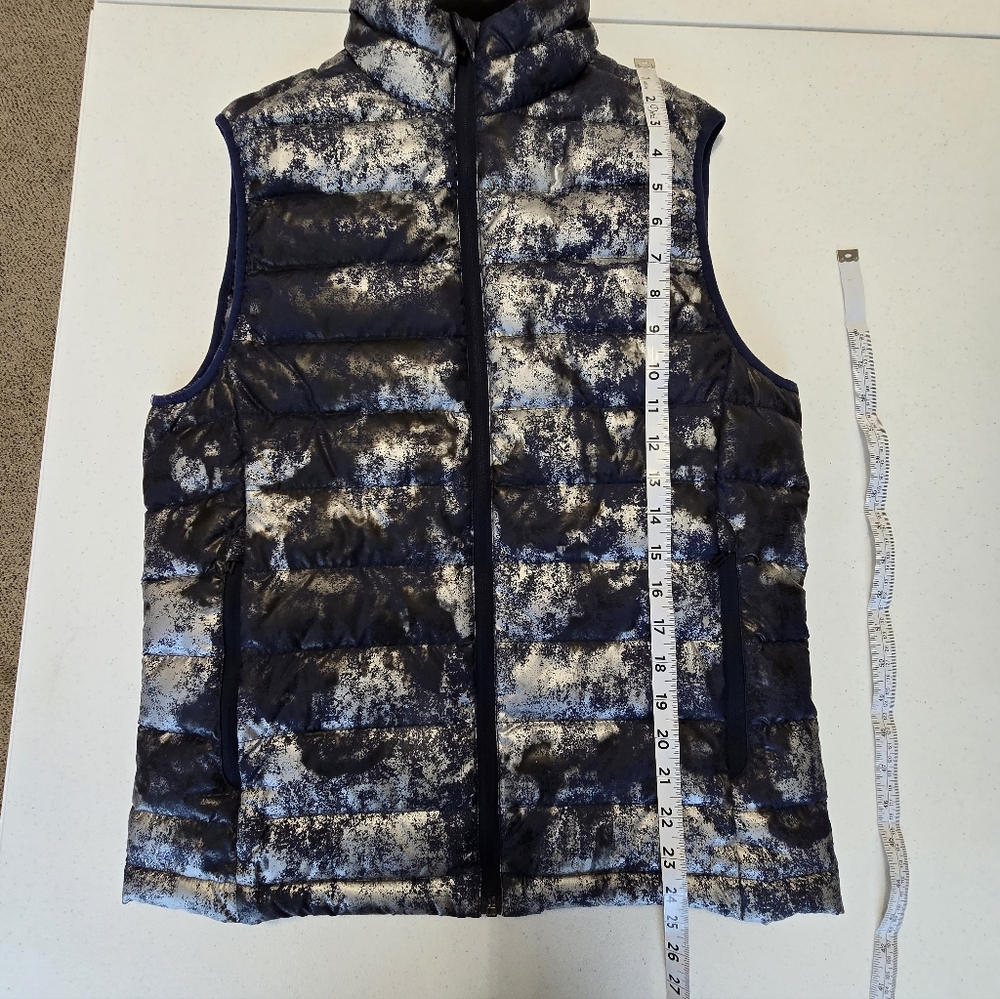 OROBOS Women's Down Puffer Vest Navy Silver Black Small Outdoor - Picture 5 of 12